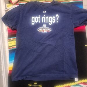 Majestic Navy Blue 'Got Rings?' Mens T-Shirt Size Medium